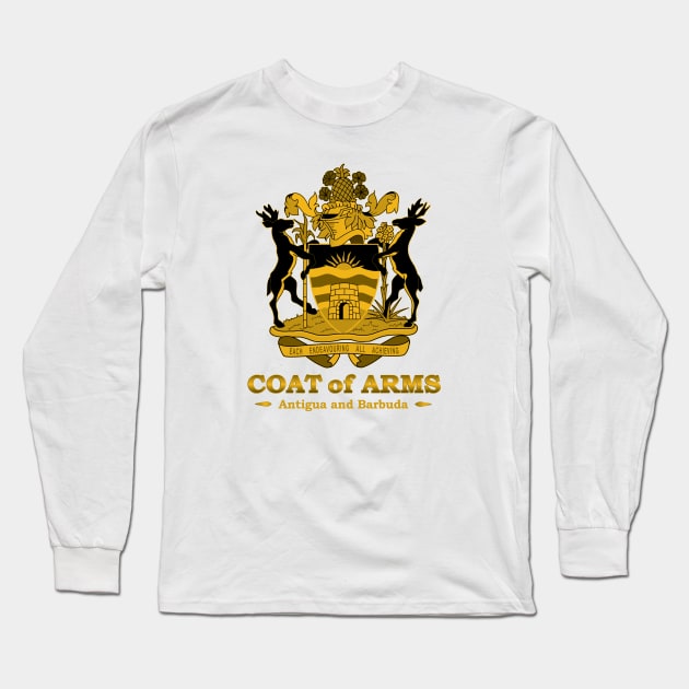 Antigua and Barbuda Coat of Arms Gold Long Sleeve T-Shirt by IslandConcepts